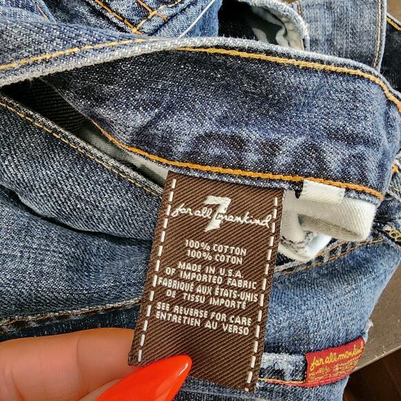 7 For All Mankind Brett Jeans Men's 31x32 Blue Denim Bootcut Dark Wash EUC USA - Picture 6 of 9